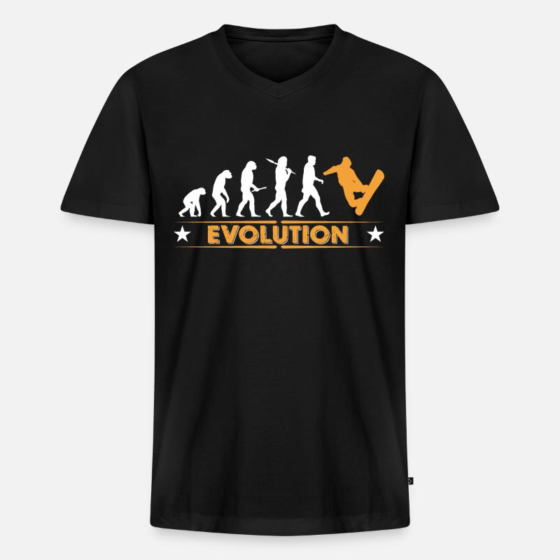 Snowboard Evolution - orange/weiss - T-shirt encolure en V Premium bio Homme - noir