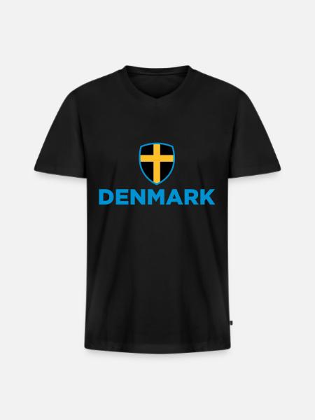 National flag of Denmark - Men's Premium Organic T-shirt with V-neck - black