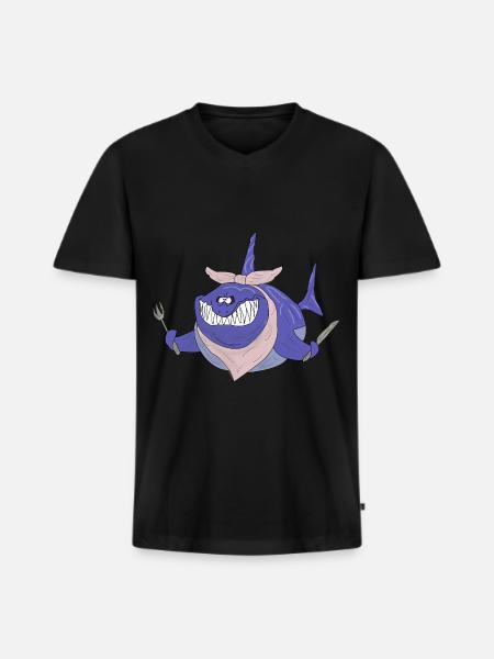 Very hungry shark - Men's Premium Organic T-shirt with V-neck - black