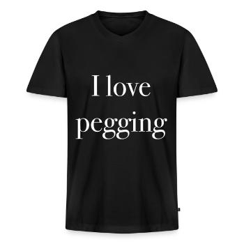 pegging - Männer Premium Bio T-Shirt mit V-Ausschnitt - Schwarz - Vorne - Nico (187cm)