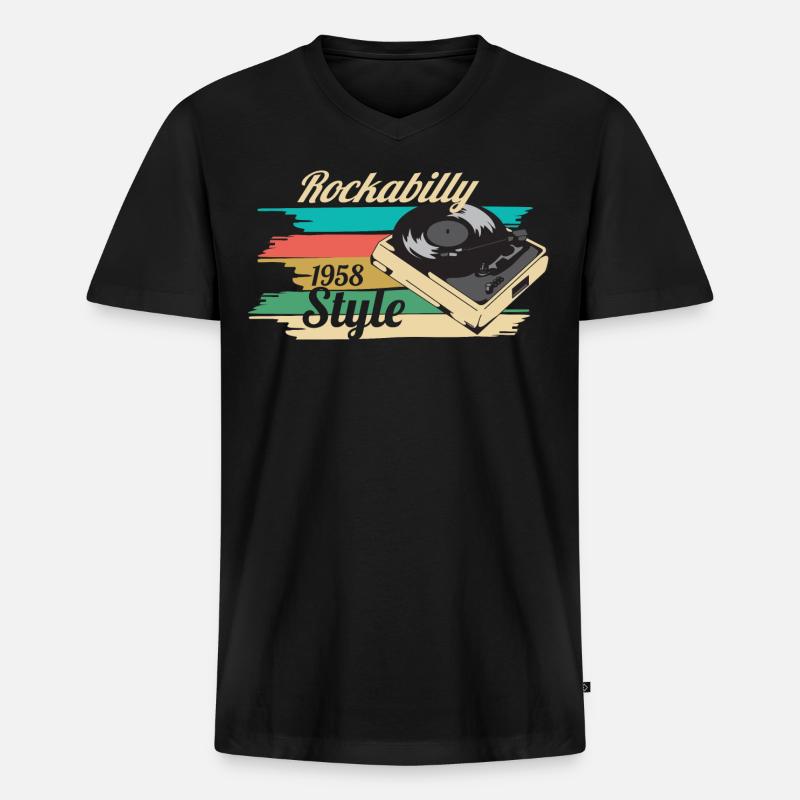 rockabilly - Männer Premium Bio T-Shirt mit V-Ausschnitt - Schwarz