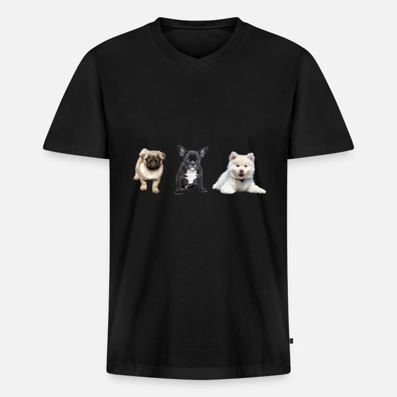 Mops Welpe - Männer Premium Bio T-Shirt mit V-Ausschnitt - Schwarz