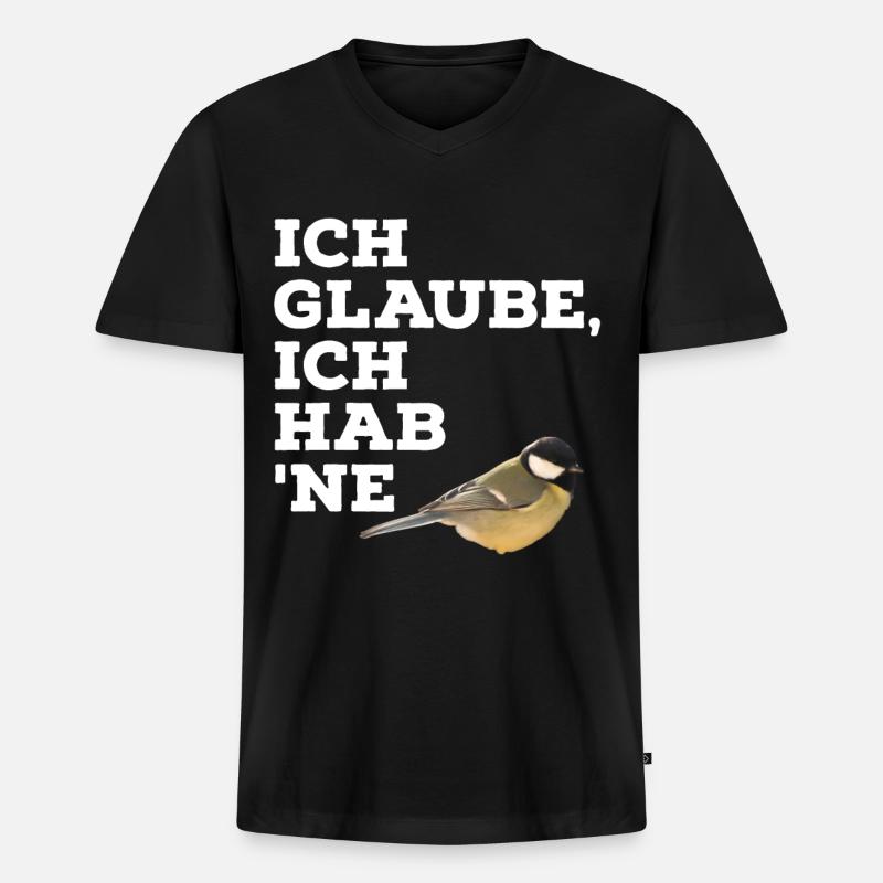 Meise - Männer Premium Bio T-Shirt mit V-Ausschnitt - Schwarz