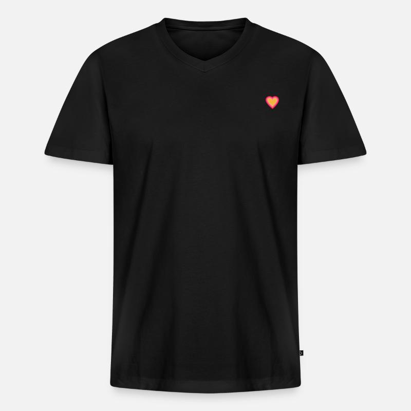 Herz - Männer Premium Bio T-Shirt mit V-Ausschnitt - Schwarz