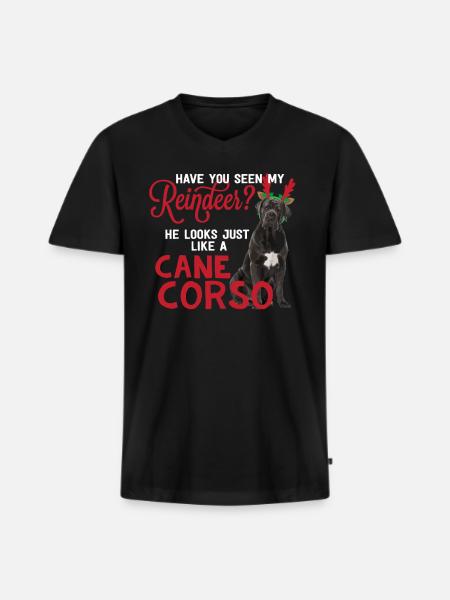 Christmas Cane Corso Dog Reindeer Costume Moloss - Men's Premium Organic T-shirt with V-neck - black