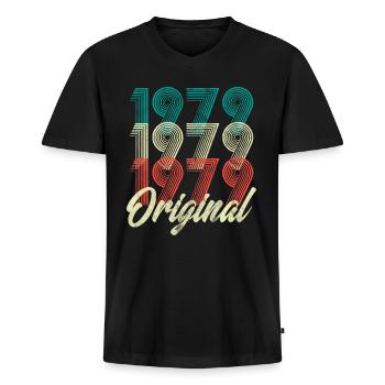 40th Birthday - 1979 Original Vintage Shirt - Men's Premium Organic T-shirt with V-neck - black - Front - Nico (187cm)