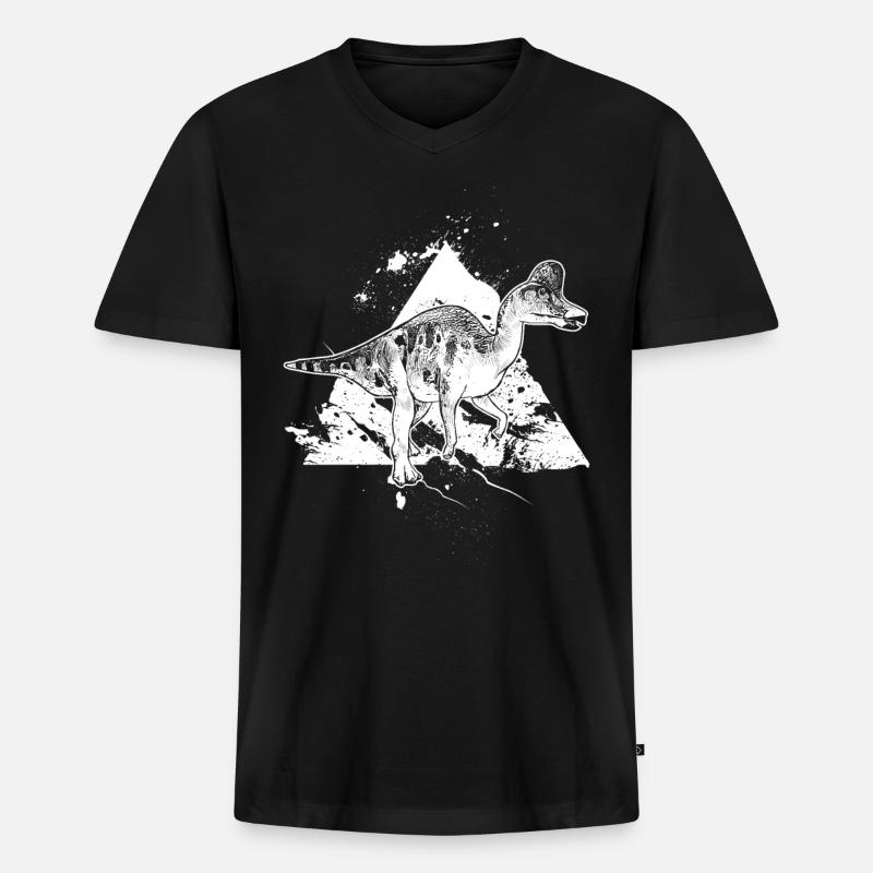 Dinosaurier Dinoliebe Hadrosaurus Urzeit Asteroid - Männer Premium Bio T-Shirt mit V-Ausschnitt - Schwarz