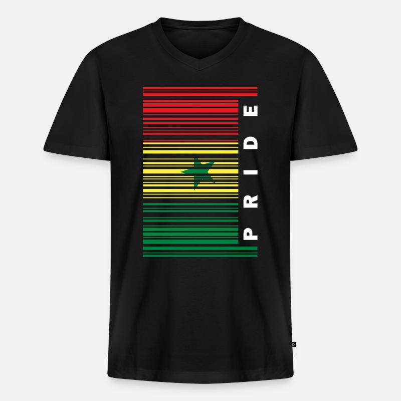 Senegal Flagge Stolz Barcode - Männer Premium Bio T-Shirt mit V-Ausschnitt - Schwarz