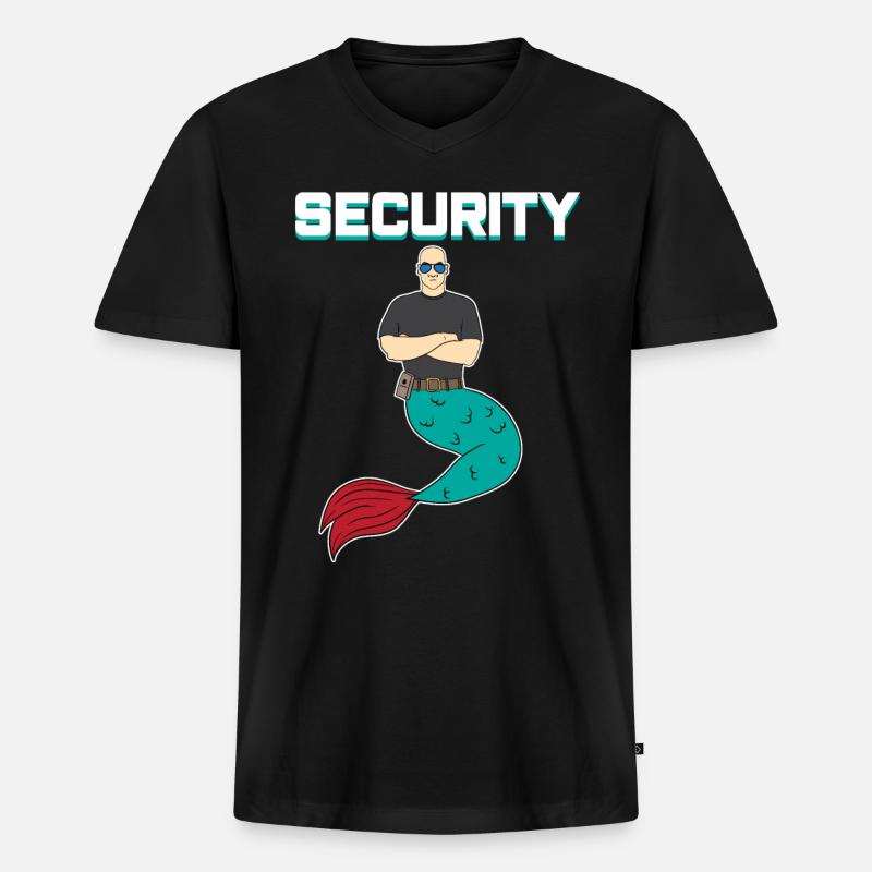 Meerjungfrau Seejungfrau Security Sec Geschenk - Männer Premium Bio T-Shirt mit V-Ausschnitt - Schwarz