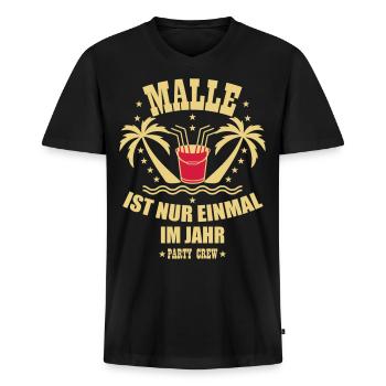 68 Malle ist nur einmal im Jahr Eimer Party Crew - Männer Premium Bio T-Shirt mit V-Ausschnitt - Schwarz - Vorne - Nico (187cm)