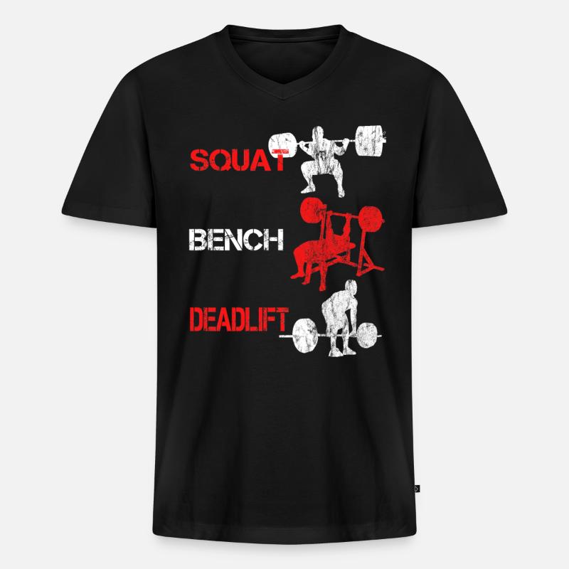 Squat Bench Deadlift - Bodybuilder Training - Männer Premium Bio T-Shirt mit V-Ausschnitt - Schwarz