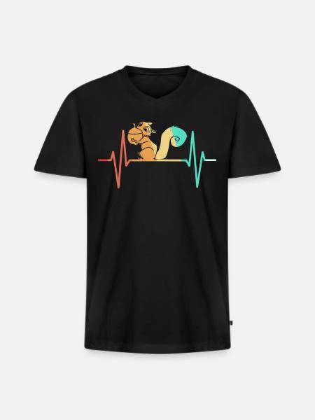 Squirrel chipmunk heartbeat - Men's Premium Organic T-shirt with V-neck - black