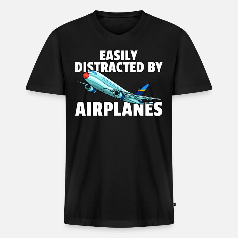 Airplane Pilot Pilot Fly Flight - Men's Premium Organic T-shirt with V-neck - black