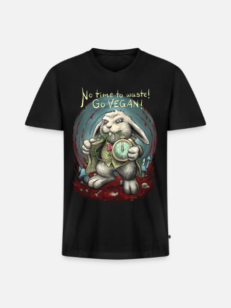 No time to waste - Männer Premium Bio T-Shirt mit V-Ausschnitt - Schwarz