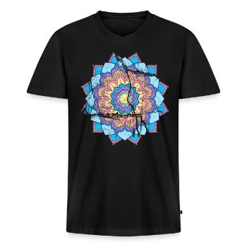 Mandala Sommeranfang Sommer - Männer Premium Bio T-Shirt mit V-Ausschnitt - Schwarz - Vorne - Nico (187cm)
