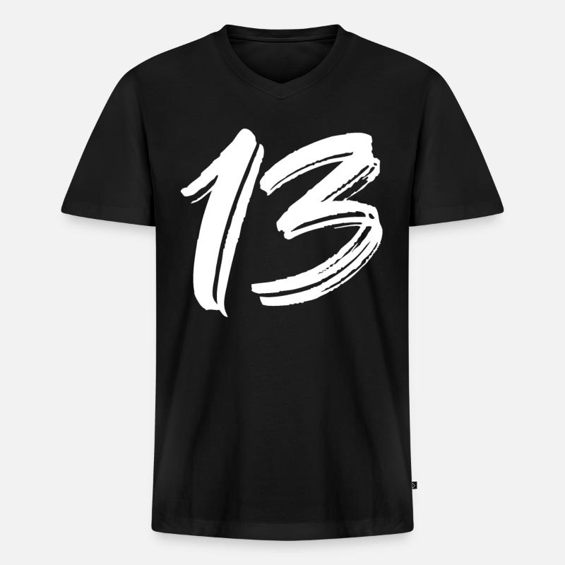 13 - Männer Premium Bio T-Shirt mit V-Ausschnitt - Schwarz