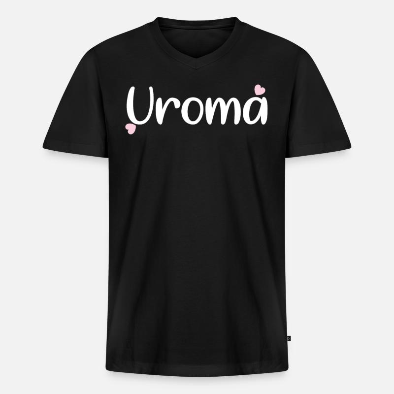 Uroma Oma - Männer Premium Bio T-Shirt mit V-Ausschnitt - Schwarz