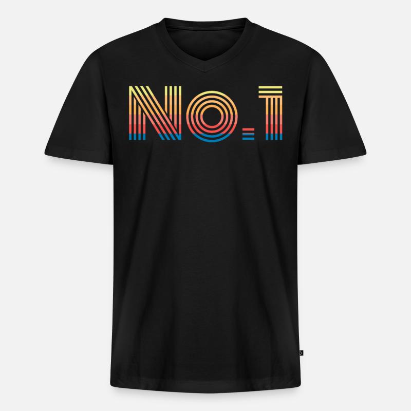 Nummer 1 No 1 - Männer Premium Bio T-Shirt mit V-Ausschnitt - Schwarz