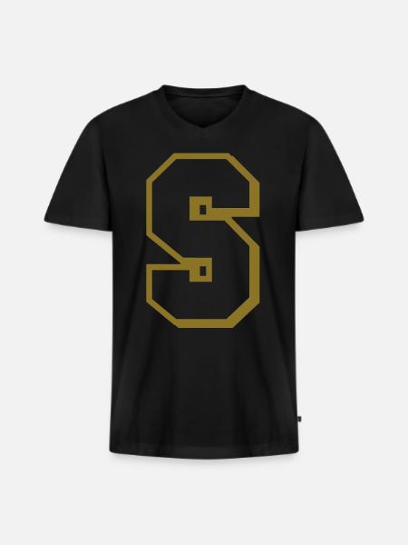 S - letter - Men's Premium Organic T-shirt with V-neck - black