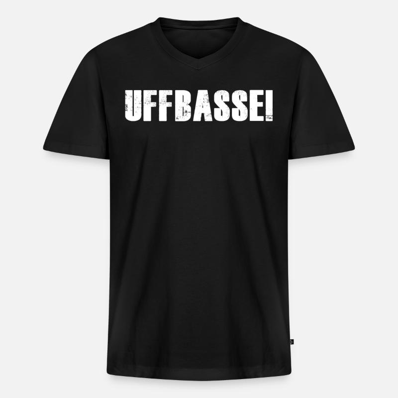 Uffbasse Dialekt badisch - Männer Premium Bio T-Shirt mit V-Ausschnitt - Schwarz