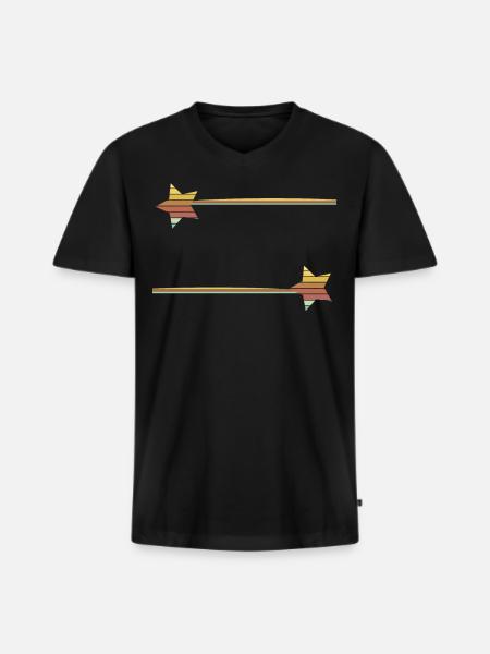 Star falling star line - Men's Premium Organic T-shirt with V-neck - black