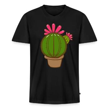 cactus - Men's Premium Organic T-shirt with V-neck - black - Front - Nico (187cm)