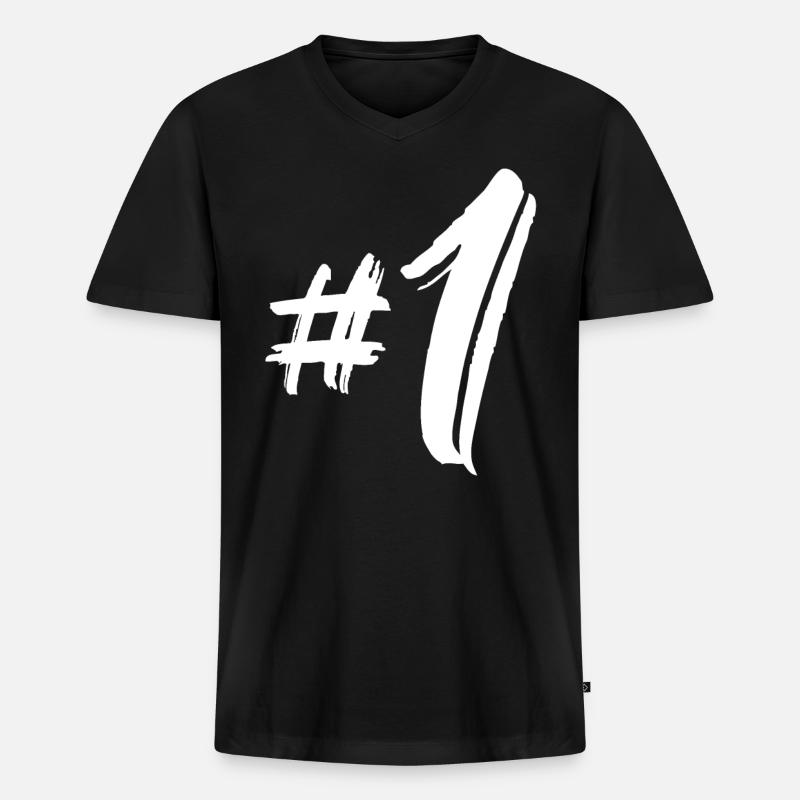 Nummer 1 - Männer Premium Bio T-Shirt mit V-Ausschnitt - Schwarz