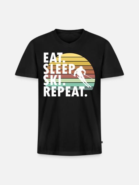Mountains love ski lovers - Men's Premium Organic T-shirt with V-neck - black