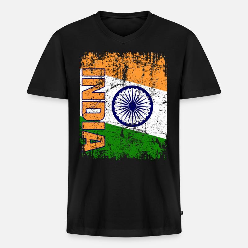 India - Männer Premium Bio T-Shirt mit V-Ausschnitt - Schwarz