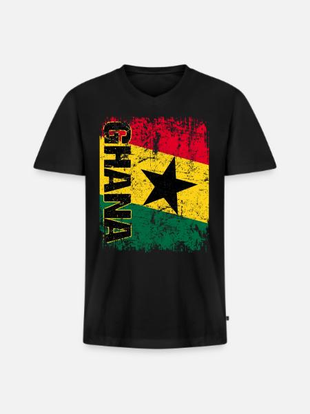 Ghana - Männer Premium Bio T-Shirt mit V-Ausschnitt - Schwarz