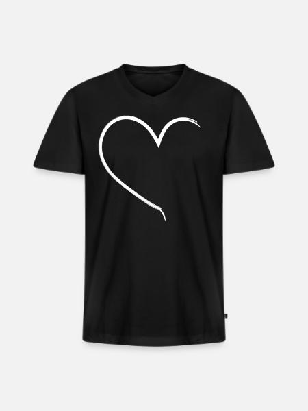 cœur - T-shirt encolure en V Premium bio Homme - noir