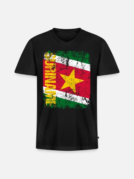 Suriname - Mannen Premium Bio T-shirt met V-hals - zwart
