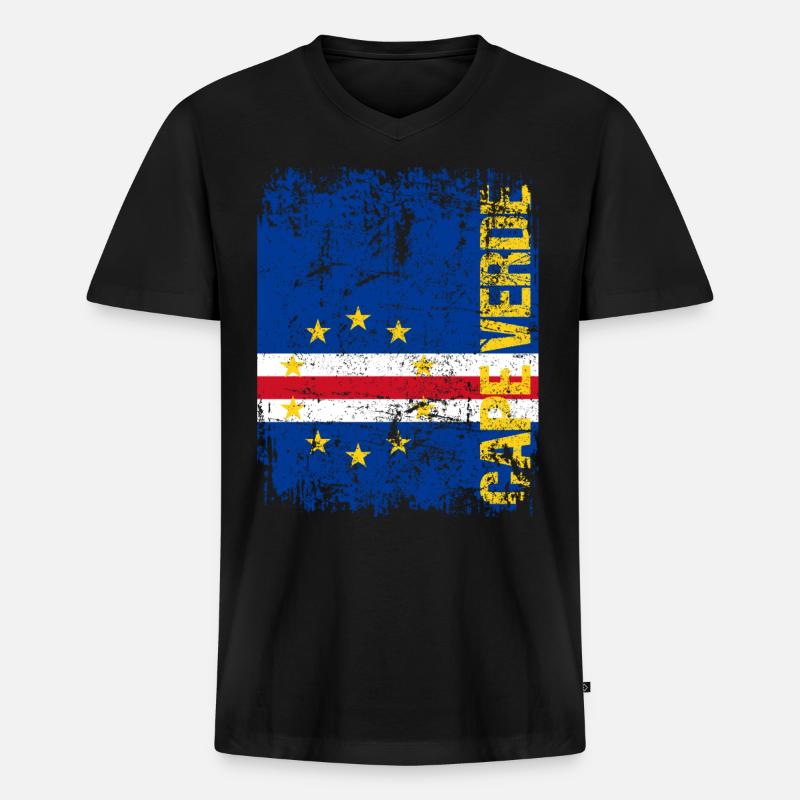 Cape Verde - Männer Premium Bio T-Shirt mit V-Ausschnitt - Schwarz