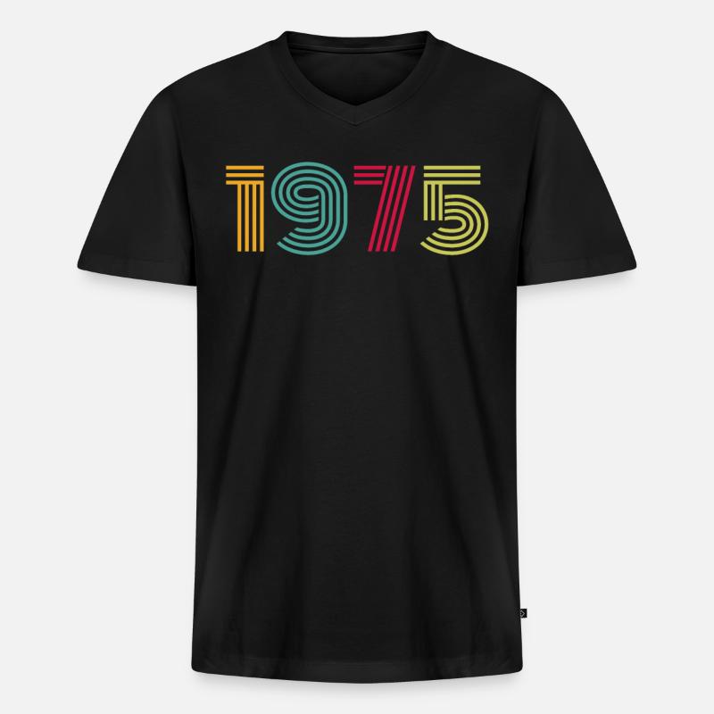 1975 - Männer Premium Bio T-Shirt mit V-Ausschnitt - Schwarz
