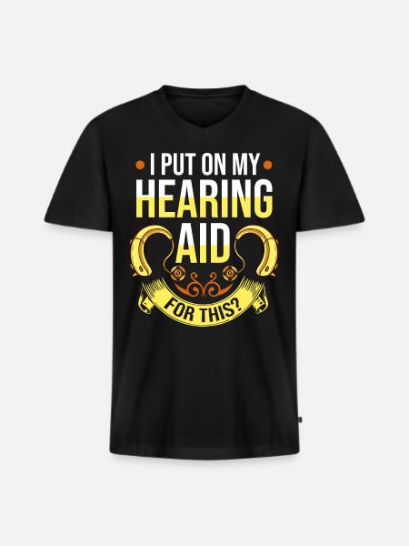 Hearing aid deaf deaf deafness hearing loss - Men's Premium Organic T-shirt with V-neck - black