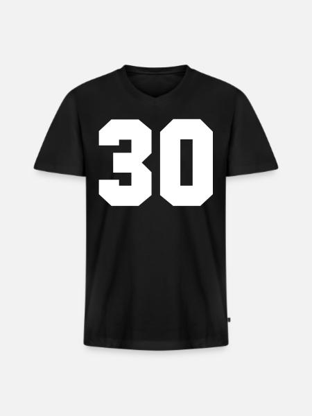 Numéro 30 - T-shirt encolure en V Premium bio Homme - noir