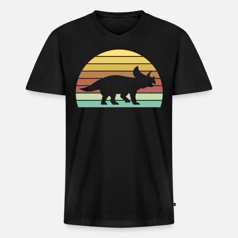 Triceratops - Männer Premium Bio T-Shirt mit V-Ausschnitt - Schwarz