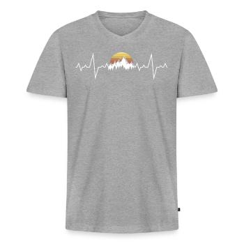 Randonnée Heartbeat - T-shirt encolure en V Premium bio Homme - gris chiné - Devant