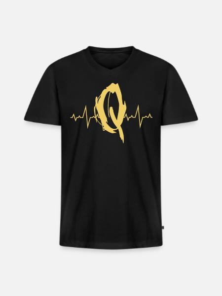 q - Männer Premium Bio T-Shirt mit V-Ausschnitt - Schwarz
