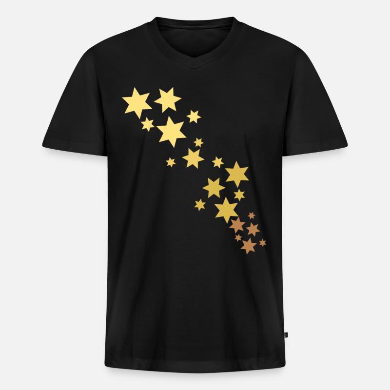 Sterne - Männer Premium Bio T-Shirt mit V-Ausschnitt - Schwarz