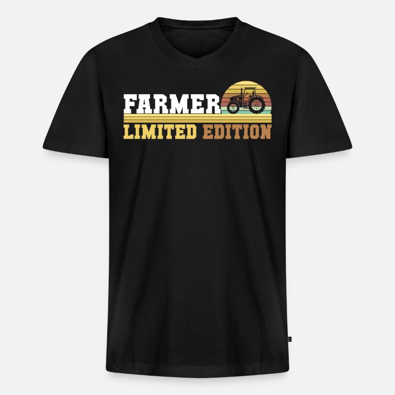 Traktor Traktorfahrer - Männer Premium Bio T-Shirt mit V-Ausschnitt - Schwarz
