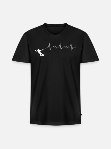 Wakeboard Kitesurf - T-shirt encolure en V Premium bio Homme - noir