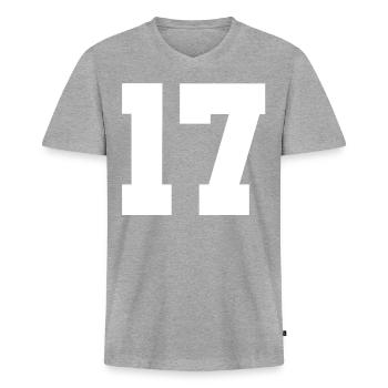 17 - Men's Premium Organic T-shirt with V-neck - heather grey - Front