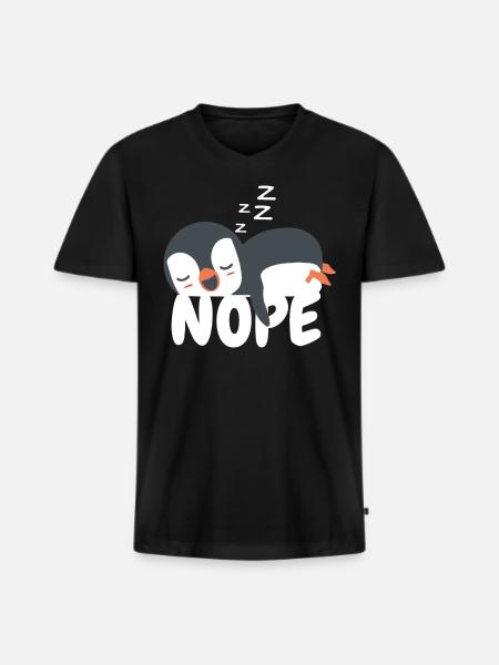 Penguin Funny Animals - Men's Premium Organic T-shirt with V-neck - black