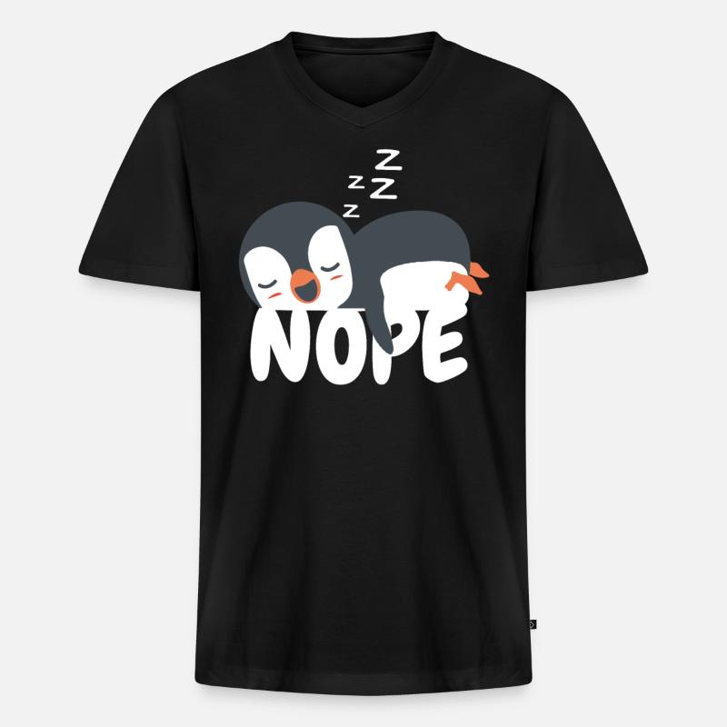 Pinguin Lustige Tiere - Männer Premium Bio T-Shirt mit V-Ausschnitt - Schwarz