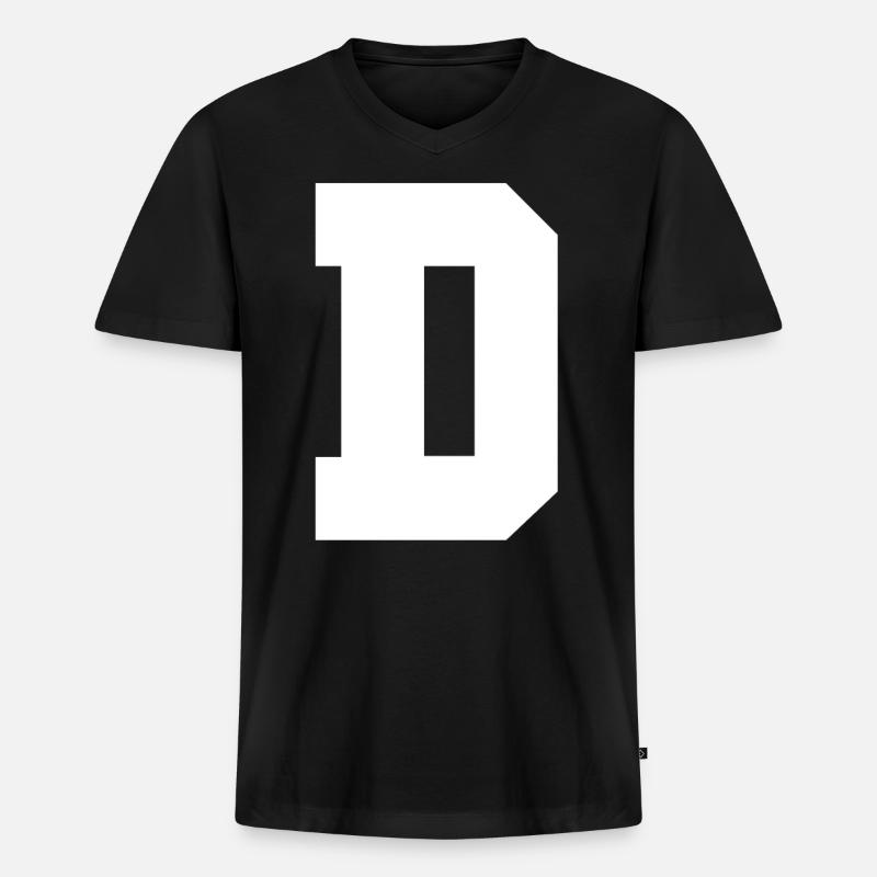 Buchstabe D - Männer Premium Bio T-Shirt mit V-Ausschnitt - Schwarz