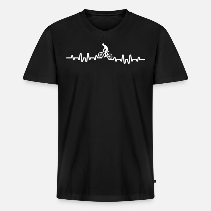 Fahrrad Ekg - Männer Premium Bio T-Shirt mit V-Ausschnitt - Schwarz