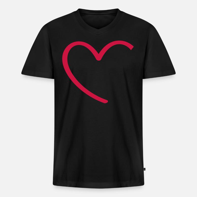 Herz - Liebe - Männer Premium Bio T-Shirt mit V-Ausschnitt - Schwarz