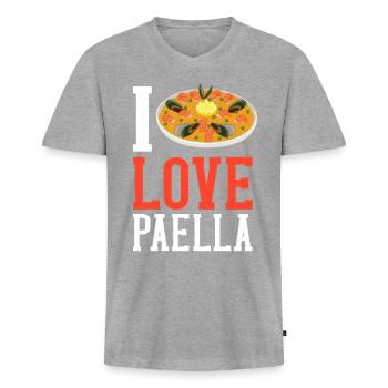 Paella Spain Valenciana Pan Spanish Food - Men's Premium Organic T-shirt with V-neck - heather grey - Front