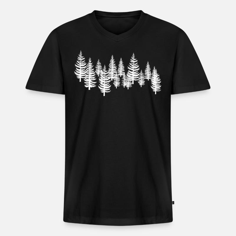 Weiß -Baum -Bäume - Männer Premium Bio T-Shirt mit V-Ausschnitt - Schwarz